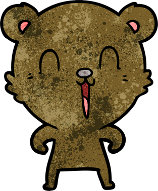 Bir insan tarafından çizilmiş mutlu çizgi film ayısı.