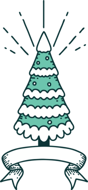 Bir insan tarafından çizilmiş çam ağacı dövmeli bir afiş.