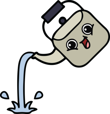 Bir insan tarafından çizilmiş tatlı bir çaydanlık karikatürü