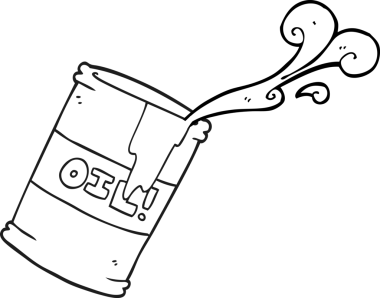 Bir insan tarafından çizilmiş siyah beyaz karikatür petrol varili.