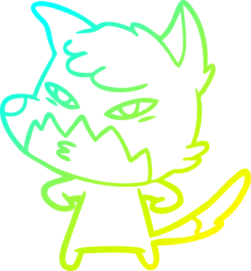 Bir insan tarafından çizilmiş akıllı bir tilkinin soğuk çizgi çizimi.