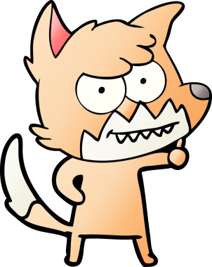 Bir insan tarafından çizilmiş sırıtan tilki çizgi filmi.