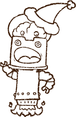 Bir insan tarafından çizilen neşeli Robot Kömür Çizimi