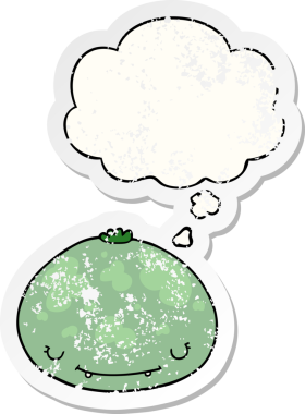 Düşünce baloncuklu çizgi film balonu insan tarafından çizilmiş yıpranmış bir çıkartma gibi.