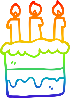 gökkuşağı gradyan çizgisi bir insan tarafından çizilmiş bir doğum günü pastası