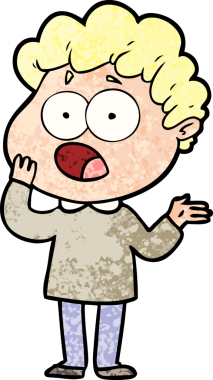 Bir insan tarafından çizilmiş bir karikatür adamı şaşkınlıkla nefes nefese kaldı.