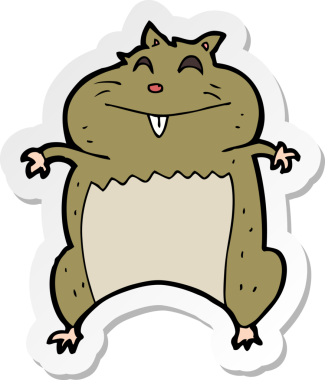 Bir insan tarafından çizilmiş çizgi film hamsterının çıkartması.