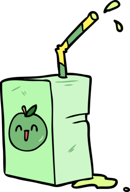 bir insan tarafından çizilmiş elma suyu kutusu.