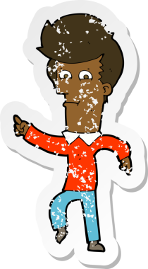 Bir insan tarafından çizilmiş karikatür adamın gerilmiş çıkartması.