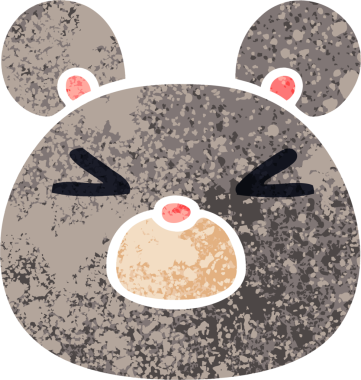 Bir insan tarafından çizilmiş retro illüstrasyon tarzı garip çizgi film fare yüzü