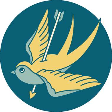 Bir insanın çizdiği bir kırlangıcın ikonik dövme şekli