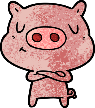 Bir insan tarafından çizilmiş çizgi film içerikli domuz.