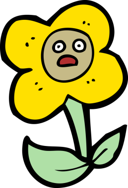 Bir insan tarafından çizilmiş karikatür çiçeği.