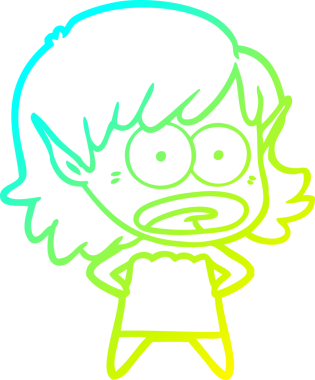 Bir çizgi film karakteri çizimi bir insan tarafından çizilmiş bir elf kızı şok etti.