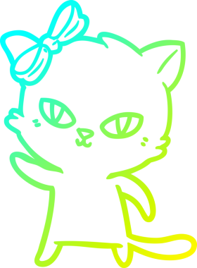 Bir insan tarafından çizilmiş bir çizgi film kedisinin soğuk gradyan çizgisi.