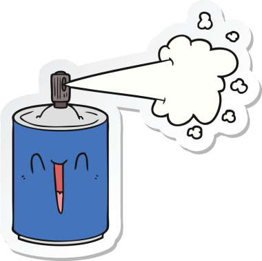 Bir insan tarafından çizilmiş karikatür spreyinin çıkartması.