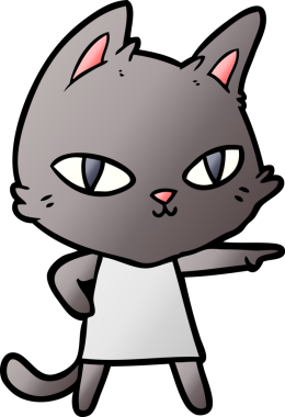 Bir insan tarafından çizilmiş çizgi film kedisi.