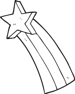 Bir insan tarafından çizilmiş siyah beyaz bir çizgi film yıldızı.