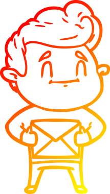 Bir insan tarafından çizilmiş mutlu bir çizgi film karakteri çizimi.