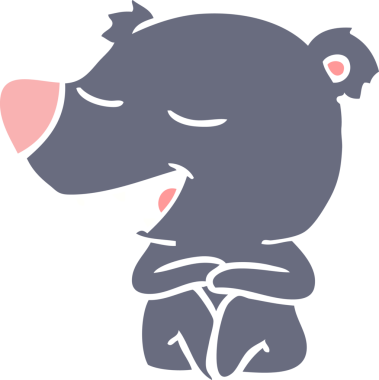 Bir insan tarafından çizilmiş düz renkli çizgi film ayısı