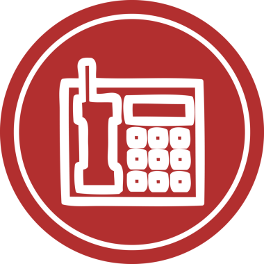 bir insan tarafından çizilmiş ofis telefonu dairesel simgesi