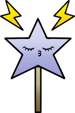 Bir insan tarafından çizilmiş sihirli değneğin gölgeli çizgi filmi.