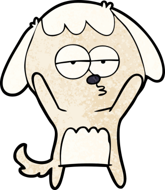 Bir insan tarafından çizilmiş, sıkılmış bir köpek.