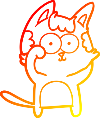 Bir insan tarafından çizilmiş mutlu çizgi film kedisinin sıcak çizgi çizgisi.