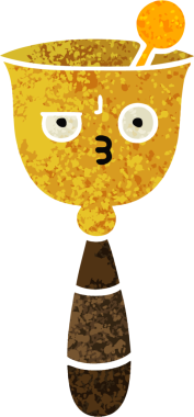 Bir insan tarafından çizilmiş okul çanının retro çizim stili karikatürü