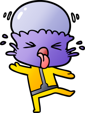 Bir insan tarafından çizilmiş garip bir uzaylı çizgi filmi.