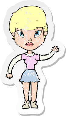 Bir insan tarafından çizilmiş bir karikatür kadının gerilmiş çıkartması.