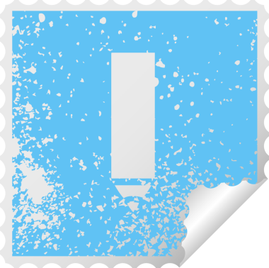 Bir insan tarafından çizilmiş kırmızı bir kalemin kare soyulmuş çıkartması.