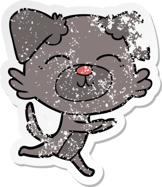 Bir insan tarafından çizilmiş bir karikatür köpeğinin sıkıntılı çıkartması.