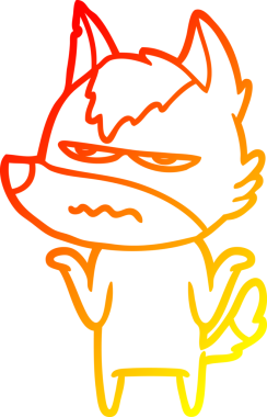 Bir insan tarafından çizilmiş kızgın bir kurdun sıcak çizgi çizimi.