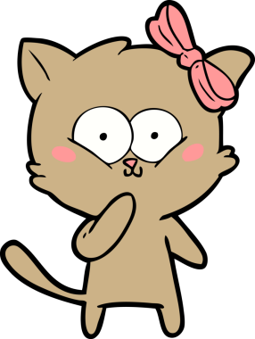 Bir insan tarafından çizilmiş çizgi film kedisi.