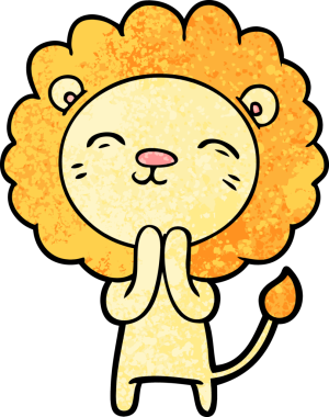 Bir insan tarafından çizilmiş çizgi film aslanı.