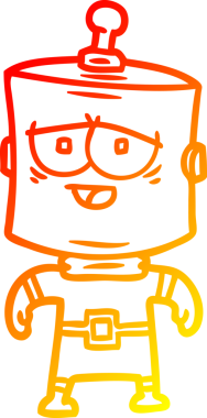 Bir insan tarafından çizilen çizgi film robotunun sıcak çizgi çizimi