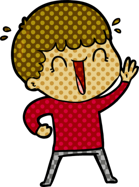 Bir insan tarafından çizilmiş gülen çizgi film adamı.