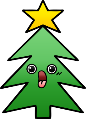 Bir insan tarafından çizilmiş bir noel ağacının gölgeli karikatürü.