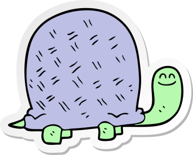 Bir insan tarafından çizilmiş karikatür kaplumbağasının çıkartması.