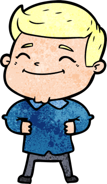 Bir insan tarafından çizilmiş mutlu çizgi film adamı.