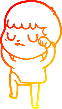 Bir insan tarafından çizilen huysuz bir çocuğun sıcak çizgi çizimi.