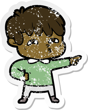 Bir insan tarafından çizilmiş karikatür adamın sıkıntılı çıkartması.