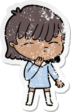 Bir insan tarafından çizilmiş karikatür bir kadının sıkıntılı çıkartması.