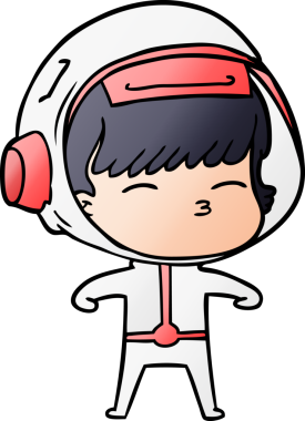 Bir insan tarafından çizilmiş meraklı astronot çizgi filmi.