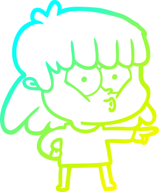 Bir insan tarafından çizilen ıslık çalan bir kızın soğuk gradyan çizgisi.