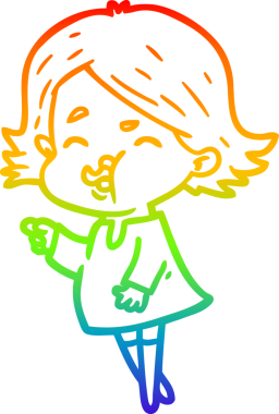 Gökkuşağı gradyan çizgi çizimi Bir insan tarafından çizilen bir kız karikatürü