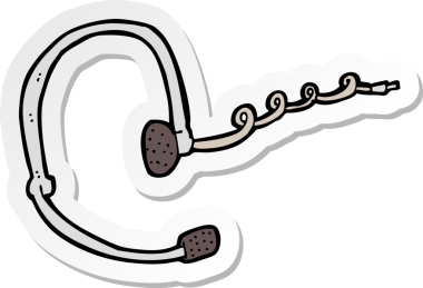 Bir insan tarafından çizilmiş çağrı merkezi kulaklığının çıkartması.