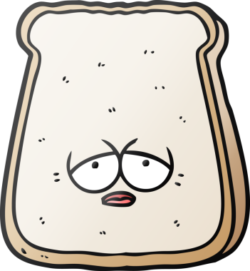 Bir insan tarafından çizilmiş eski bir ekmek dilimi.