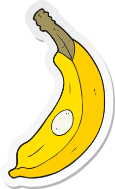 Bir insan tarafından çizilmiş bir muzun çıkartması.